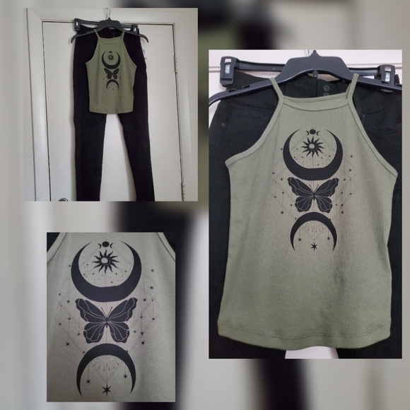 Torrid Celestial Fitted Rib High Neck Cropped Cami Olivine - Picture 13 of 14